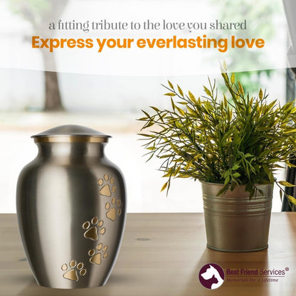 Ottillie Legacy Pewter/Brass/Vert Pet Urn, up to 25Lbs