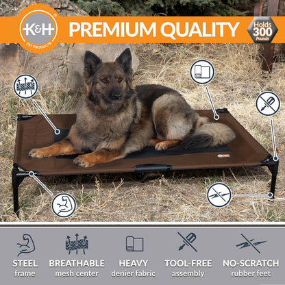 K&H Outdoor Elevated Dog Bed for Large & X-Large Pets, Chocolate, 50X32In
