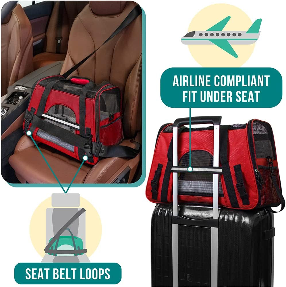 Airline Approved Pet Carrier for Cats & Small Dogs, Small, Red