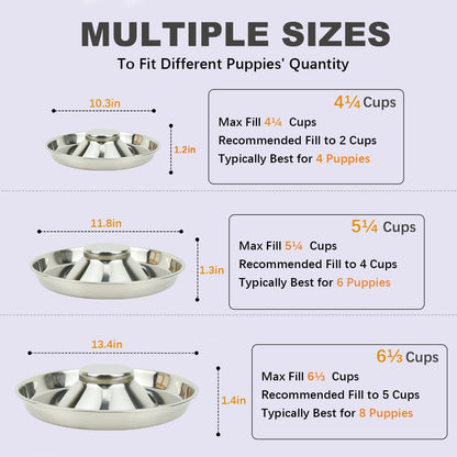 Stainless Steel Puppy Dog Bowls 2 Pack, Pets Puppies Feeding Food and Water Weaning Bowls Dishes Feeder, 11.8 Inch