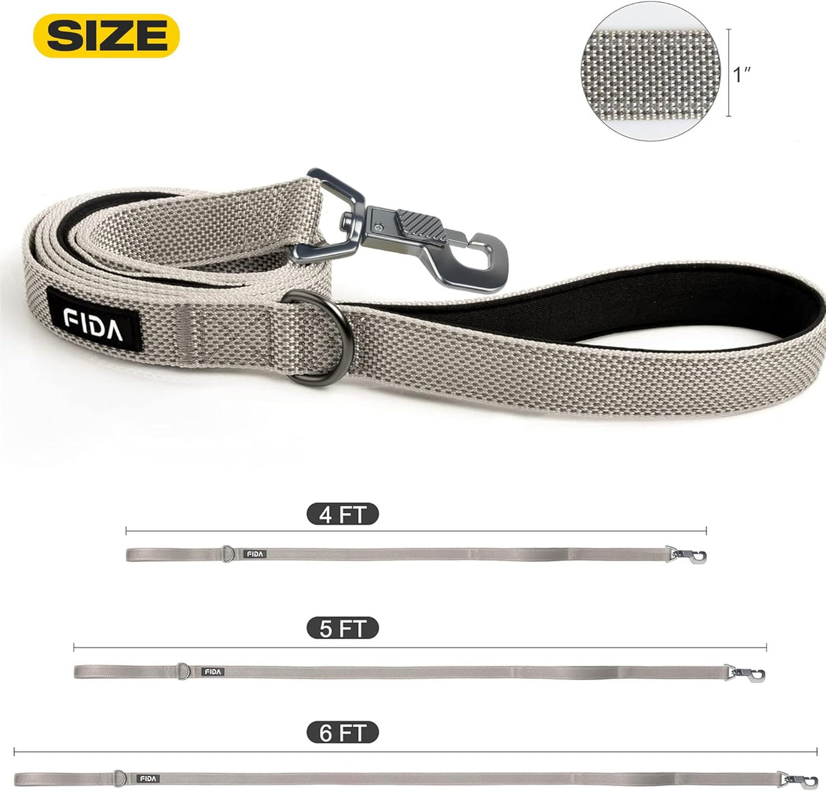 Heavy Duty Dog Leash for Medium Large Dogs, 6 FT, Dual Padded Handles
