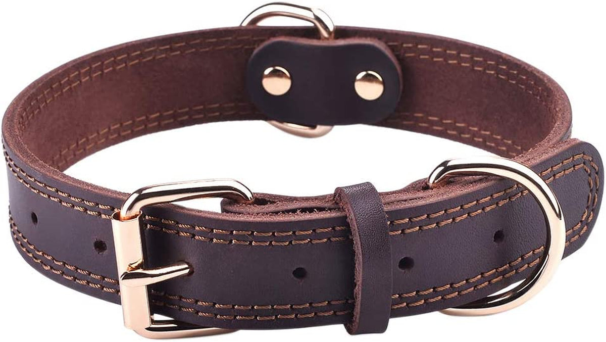 Leather Dog Collar Genuine Cute for Small Dogs(S:0.8" Wide 13.4-15.8" Neck)