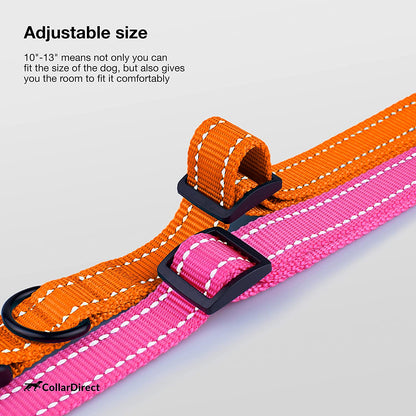 Reflective Dog Collar, Quick-Release Buckle (Orange, 10-13 Inch)