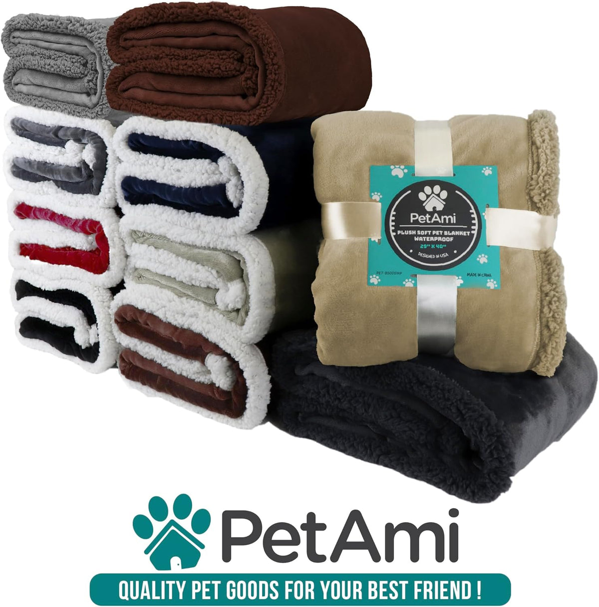 Waterproof Dog Blanket for Large Dog Cat Pet, 60X80, Brown Sherpa
