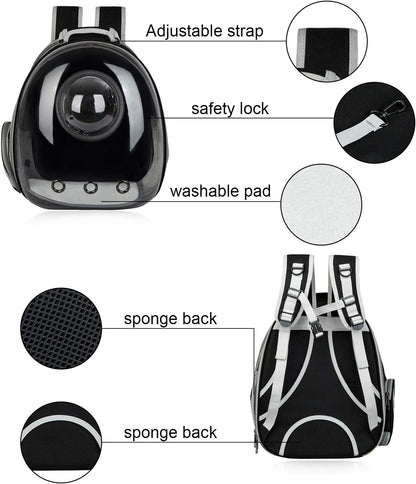 Black Cat Carrier Dog Carrier Backpack, Pet Carrier Back Pack Pack for Small Medium Cat Puppy Doggie, Dog Body Carrying Bag Travel Space Capsule for Travel, Hiking, Walking & Outdoor Use