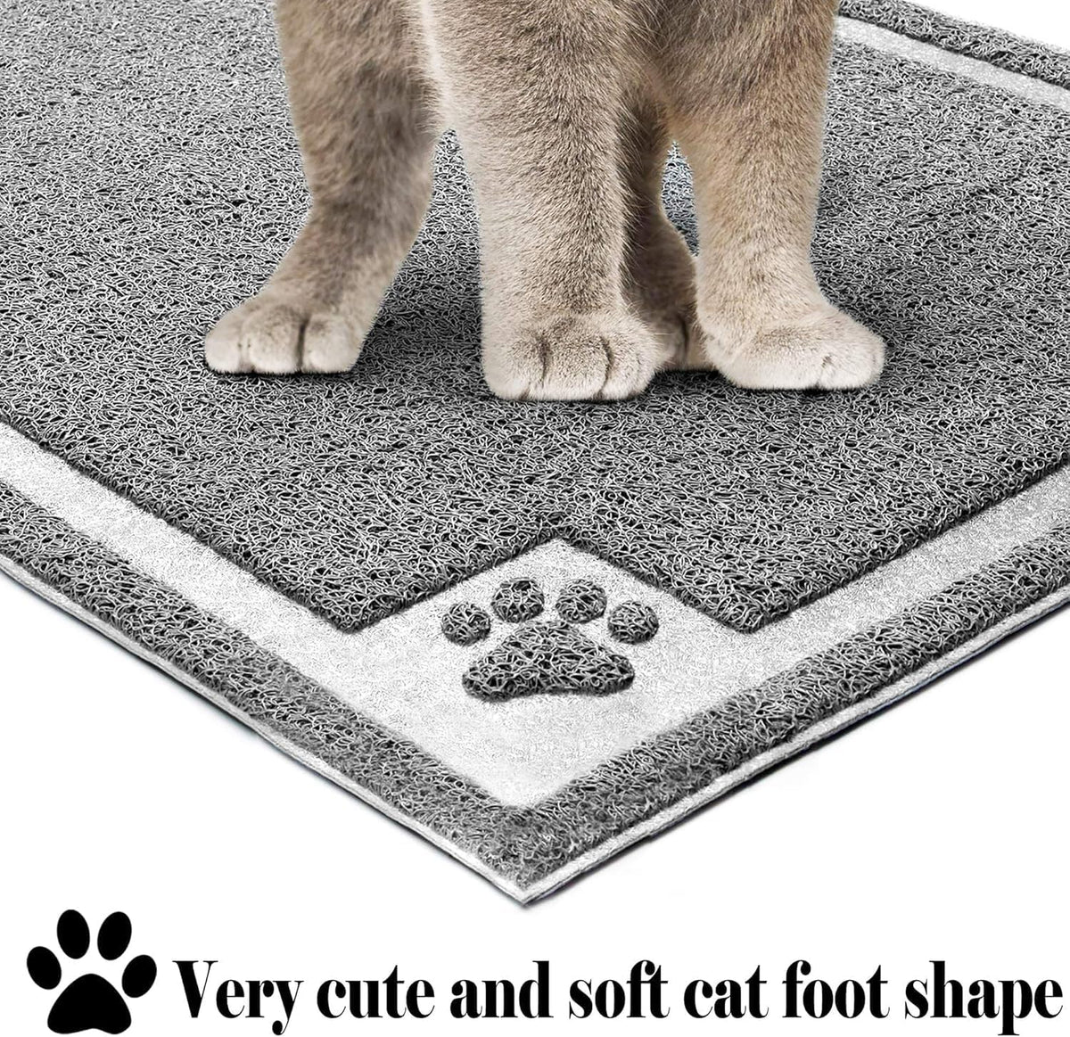 Large Cat Litter Mat Trapper 35"×23", Waterproof, Non-Slip, Gray