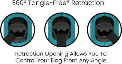 Monochrome 360° Tangle-Free Retractable Dog Leash | 16 Ft Strong Nylon Tape (Small, Aqua)