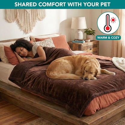 Waterproof Dog Blanket for Large Dog Cat Pet, 60X80, Brown Sherpa