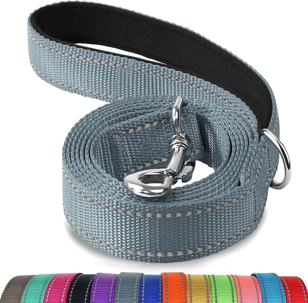 Reflective Dog Leash for Small Dogs, 5 FT X 3/4", Gray