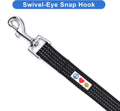 Black Dog Leash 6 Ft XS/S Reflective Durable Lightweight Dog Lead for Small Dogs and Puppies