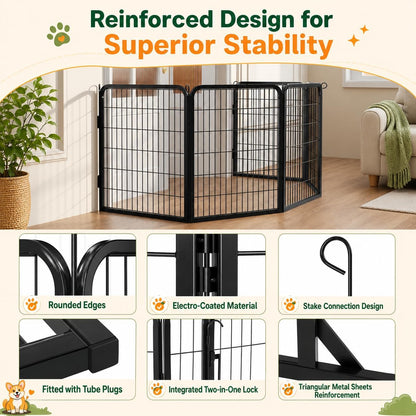 Dog Playpen 32In 16 Panels Pet Fence for Indoor Yard RV Camping