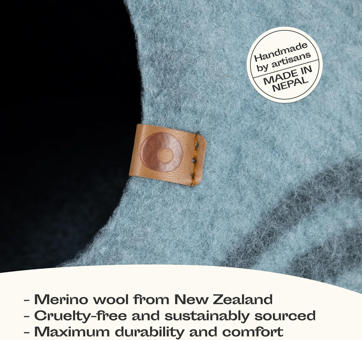Cat Cave - Merino Wool Bed for Indoor Cats (Aquamarine, Medium)
