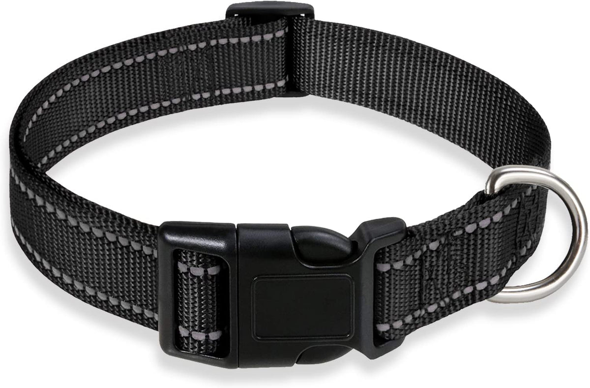 Reflective Dog Collar, Puppy Collar with Buckle Adjustable, Black S