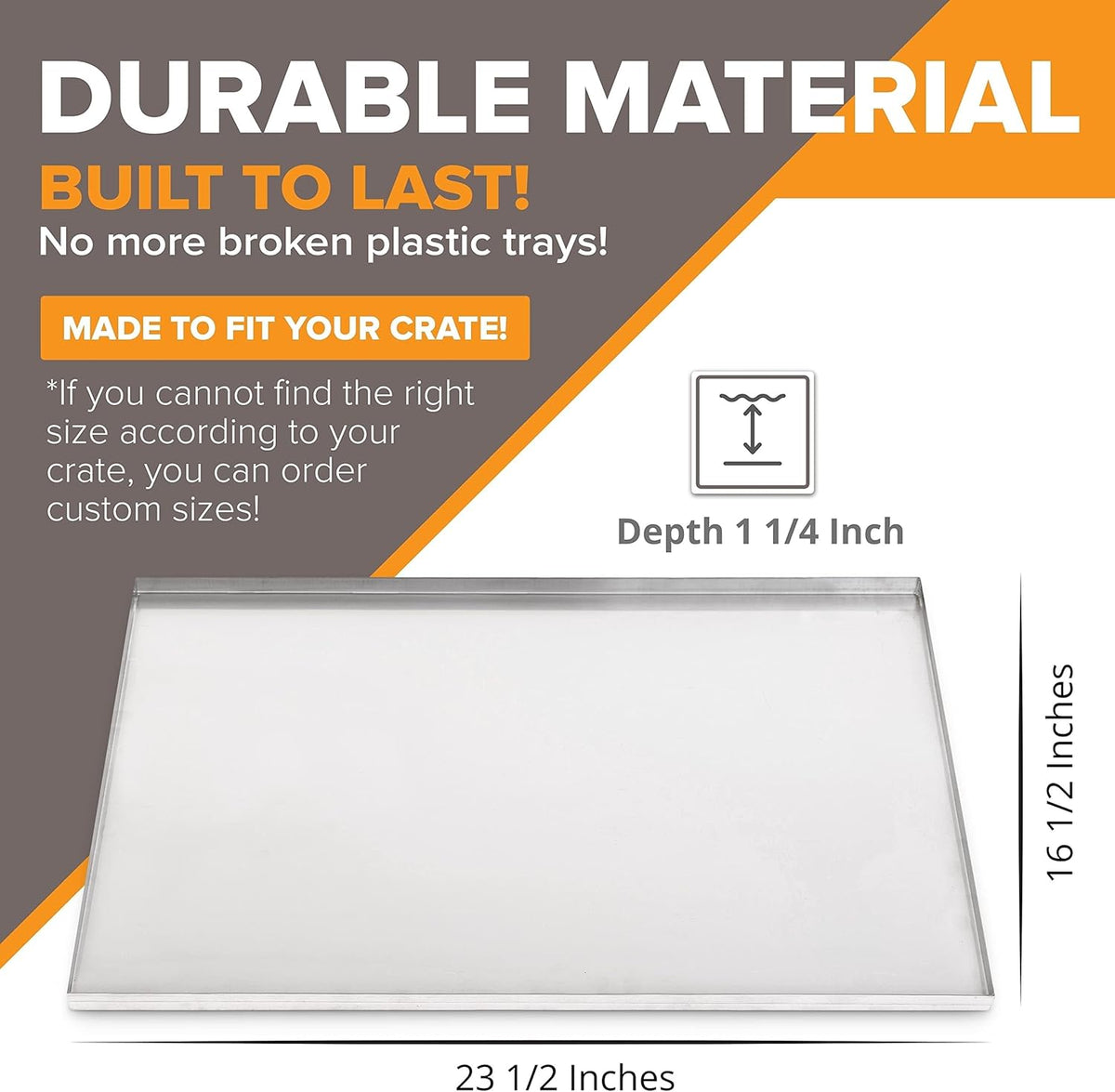 Metal Dog Crate & Kennel Replacement Tray/Pan, Galvanized, 24X16 In