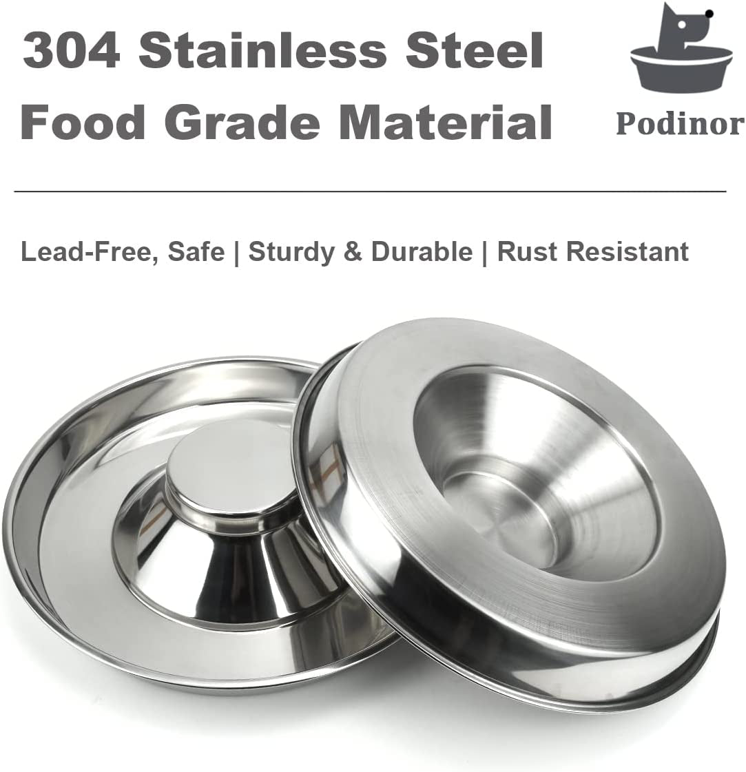 Stainless Steel Puppy Dog Bowls 2 Pack, Pets Puppies Feeding Food and Water Weaning Bowls Dishes Feeder, 11.8 Inch