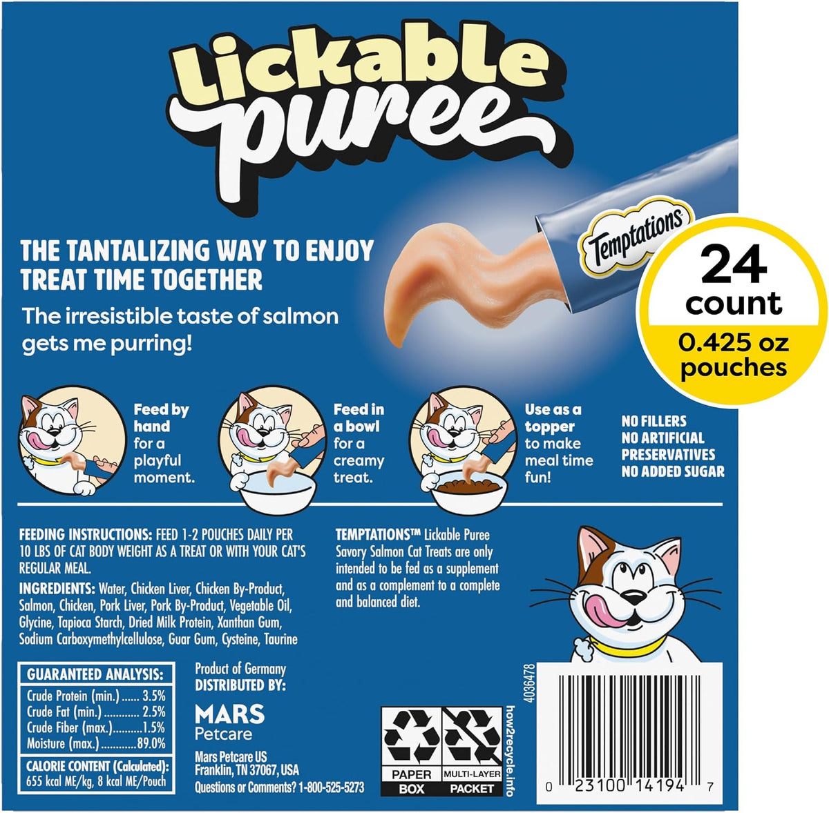 Creamy Puree Lickable Cat Treats, Salmon, 24 Count