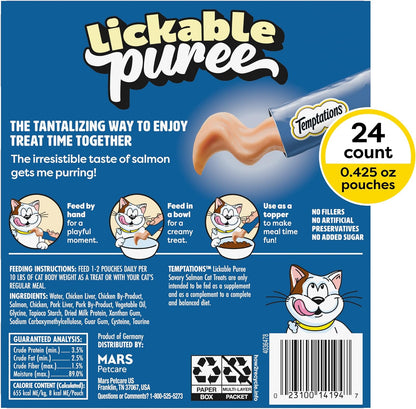 Creamy Puree Lickable Cat Treats, Salmon, 24 Count
