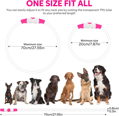 LED Dog Collar, USB Rechargeable Light up Dog Collars Glow in the Dark, Waterproof LED Dog Necklace for Your Dogs Walking at Night (Pink)