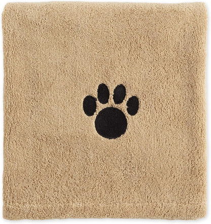 Pet Grooming Towel Collection Absorbent Microfiber X-Large, 41X23.5", Embroidered Taupe
