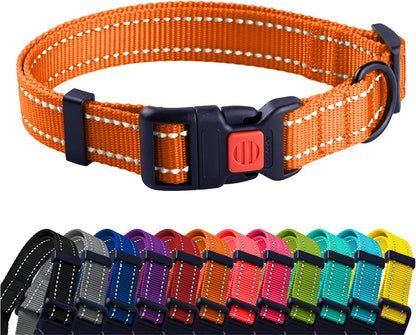 Reflective Dog Collar, Quick-Release Buckle (Orange, 10-13 Inch)