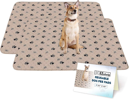 Reusable Dog Pee Pads, Washable Waterproof Mat 36X48 In, 2 Pack