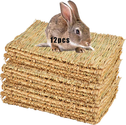 Grass Mat for Rabbit Woven Bed Mat Bunny Chew Toys (12PCS)
