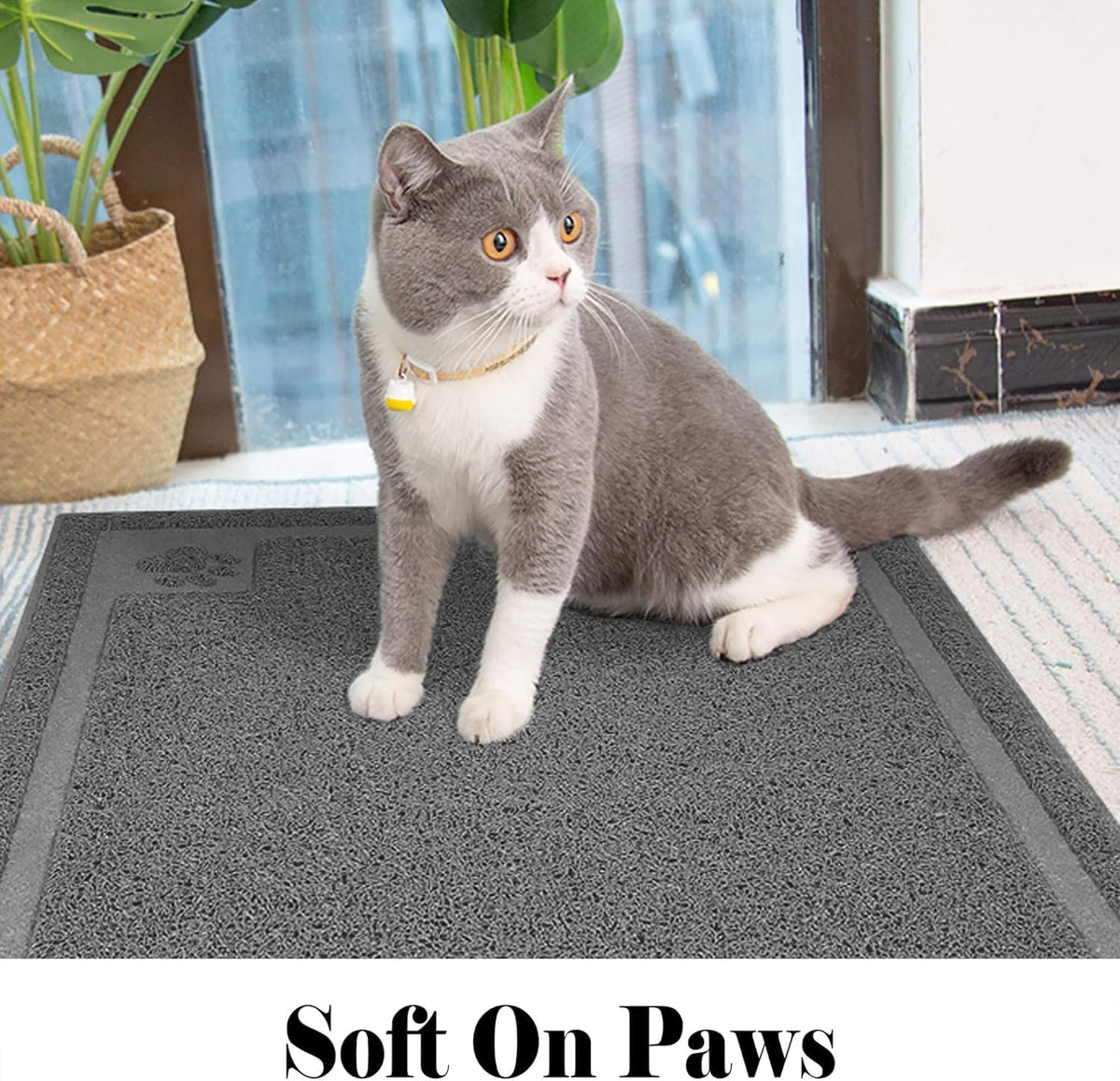 Large Cat Litter Mat Trapper 35"×23", Waterproof, Non-Slip, Gray