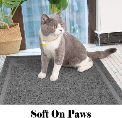 Large Cat Litter Mat Trapper 35"×23", Waterproof, Non-Slip, Gray