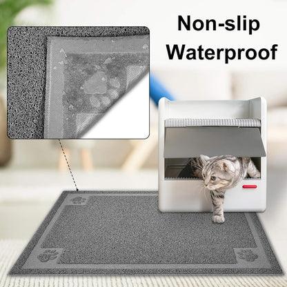 Large Cat Litter Mat Trapper 35"×23", Waterproof, Non-Slip, Gray